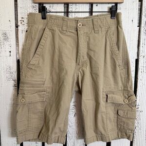 WearFirst Free Band Cargo Shorts Men's Size 30 Khaki Tan Stretch Pockets Casual